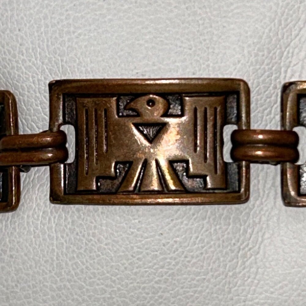 Vintage Copper Thunderbird Panel Link Bracelet With Replacement Clasp Tribal - Picture 3 of 15
